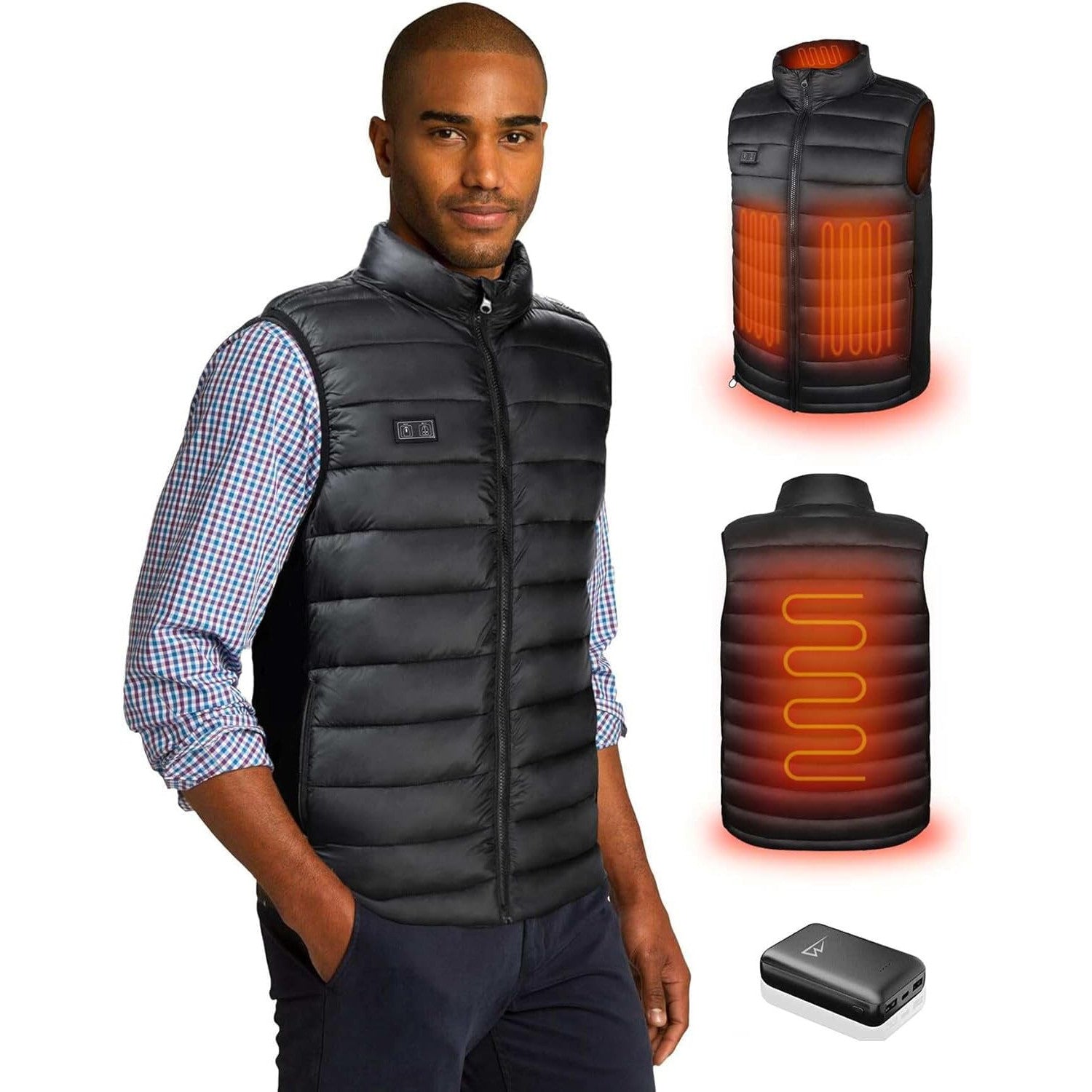 Loowoko Men's Heated Vest with 10000mAh Battery, 3 Heat Settings
